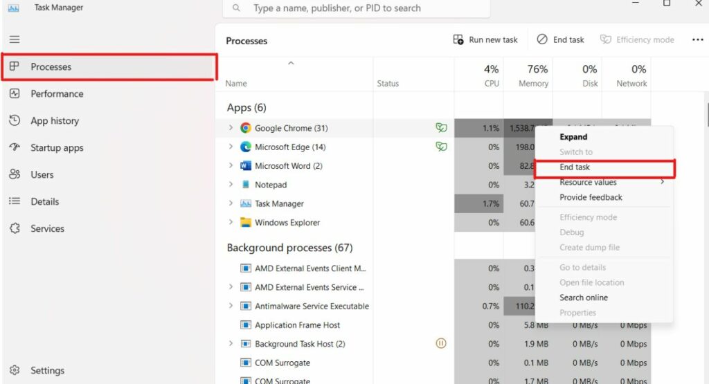 7 Common Network Issues and How to Solve Them 5 Ending tasks with Task Manager