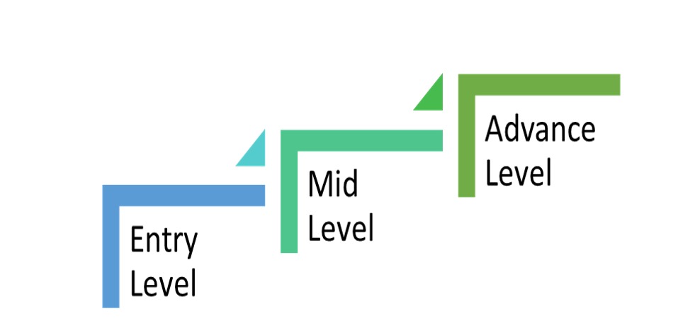 How to Start a Cybersecurity Career in India? 2 Three levels in Cybersecurity career roadmap which are - Entry-level, Mid-level, and Advance level. On above the other in the hierarchy.