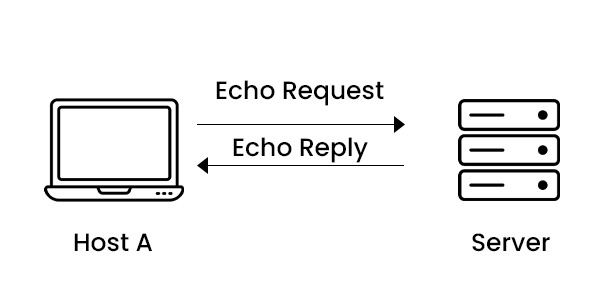 What is ICMP (Internet Control Message Protocol)? 4 Image showing how ICMP Works, where a Host computer sends ECHO request to server and it reply backs with Echo reply.