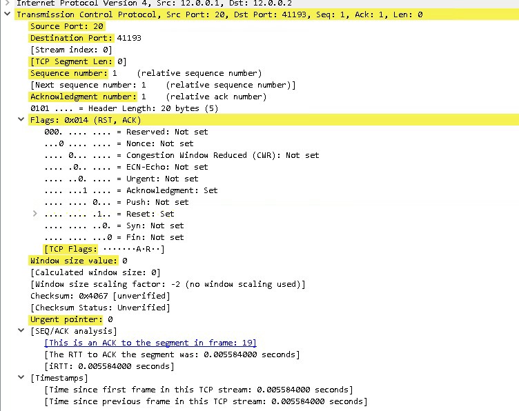 TCP Header - Definition, Diagram and its Format 3 A real life example of a TCP Header where it shows the various field of TCP Header.