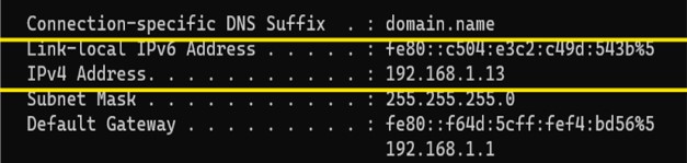 What are the Different Types of IP Address? 7 A command prompt window showing both the IPv4 and IPv6 addresses.