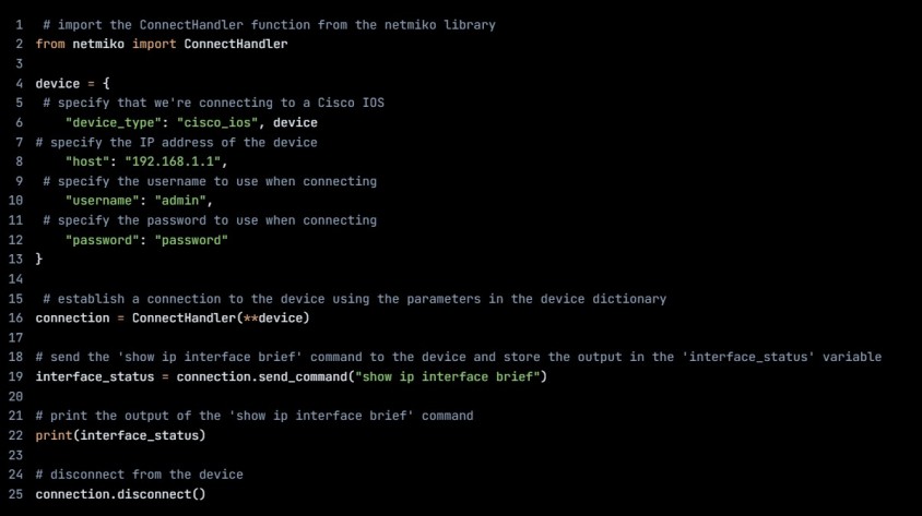What is Netmiko and how to use it in Python? 2 A python code for Netmiko