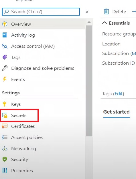 What is Microsoft Azure Key Vault? 7 Select Secrets inside the Key Vault settings