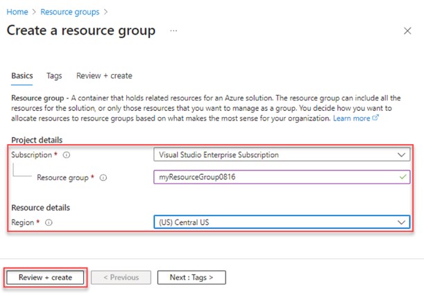 What is Resource Group in Azure and How to Use it? 3 Second step of creating a Resource Group by filling the project details