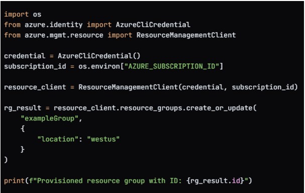 What is Resource Group in Azure and How to Use it? 7 A code to create a resource group using a Python code